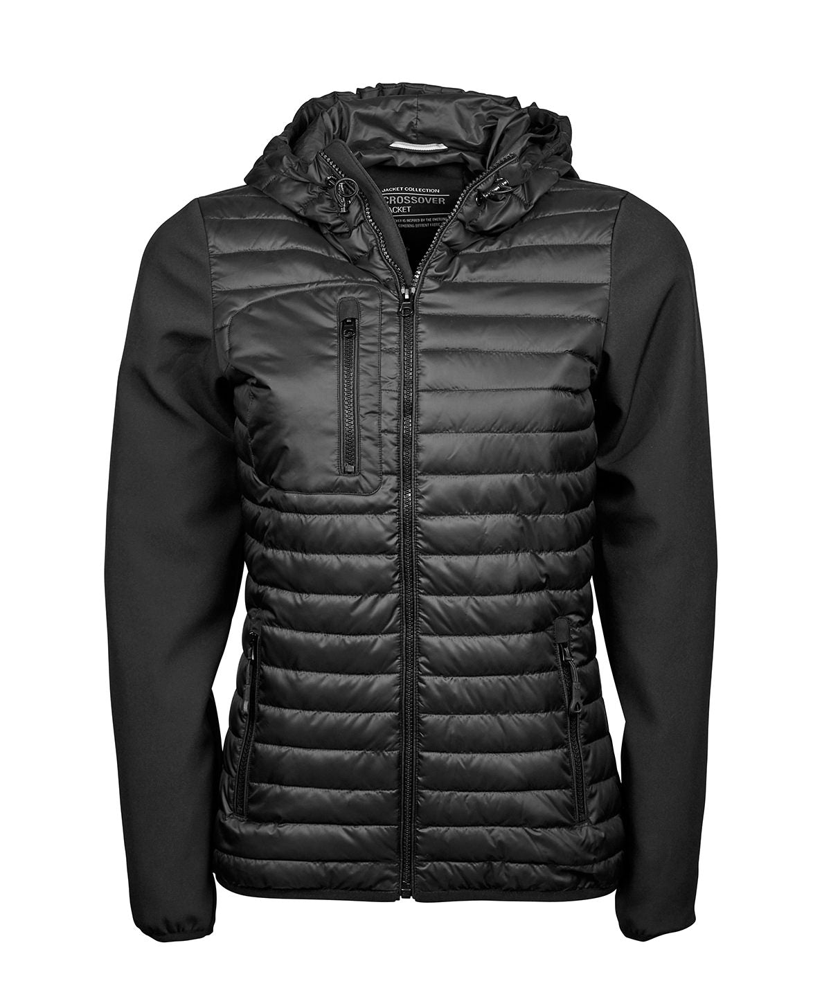 Womens Hooded Crossover Jacket - TJ9629 - Black - Customisable Jacket