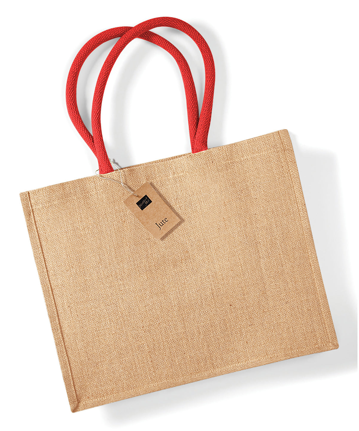 Jute Classic Shopper - W407 - Natural Bright Red O S - Customisable Bags