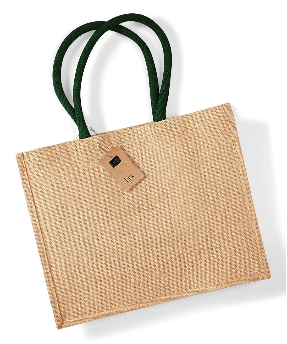 Jute Classic Shopper - W407 - Natural Forest Green O S - Customisable Bags