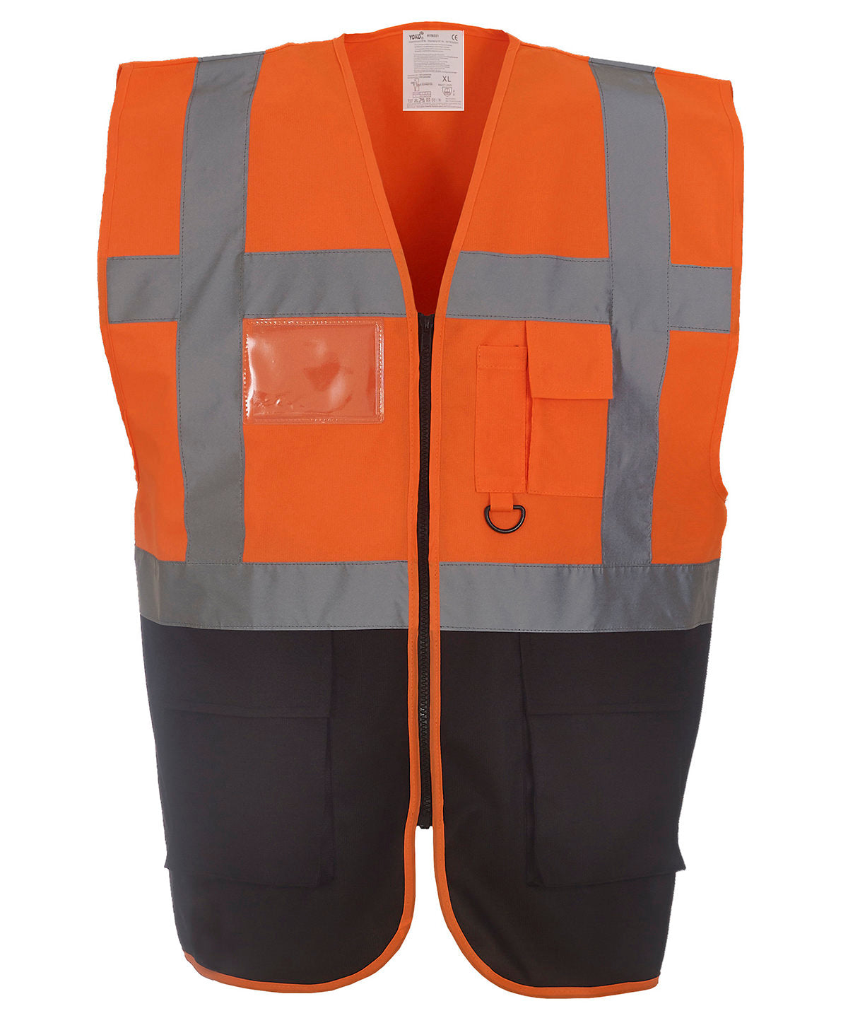 HiVis Executive Waistcoat - HVW801 - Orange Black - Customisable Hi-Vis Vest