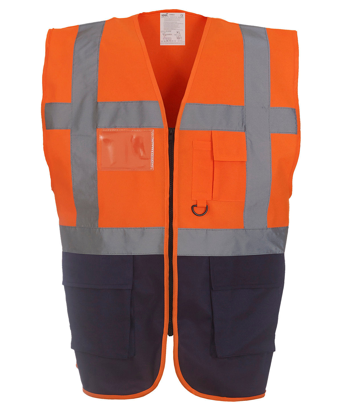 HiVis Executive Waistcoat - HVW801 - Orange Navy - Customisable Hi-Vis Vest