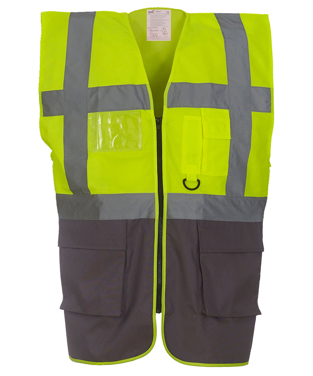 HiVis Executive Waistcoat - HVW801 - Hi Vis Yellow Grey - Customisable Hi-Vis Vest