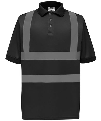 Yoko HV Short Sleeve Polo Hvj210 YK020 - Black - Customisable Hi-Vis Polos