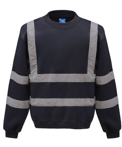 Yoko HV Sweatshirt Hvj510 YK030 - Navy - Customisable Hi-Vis Sweatshirt