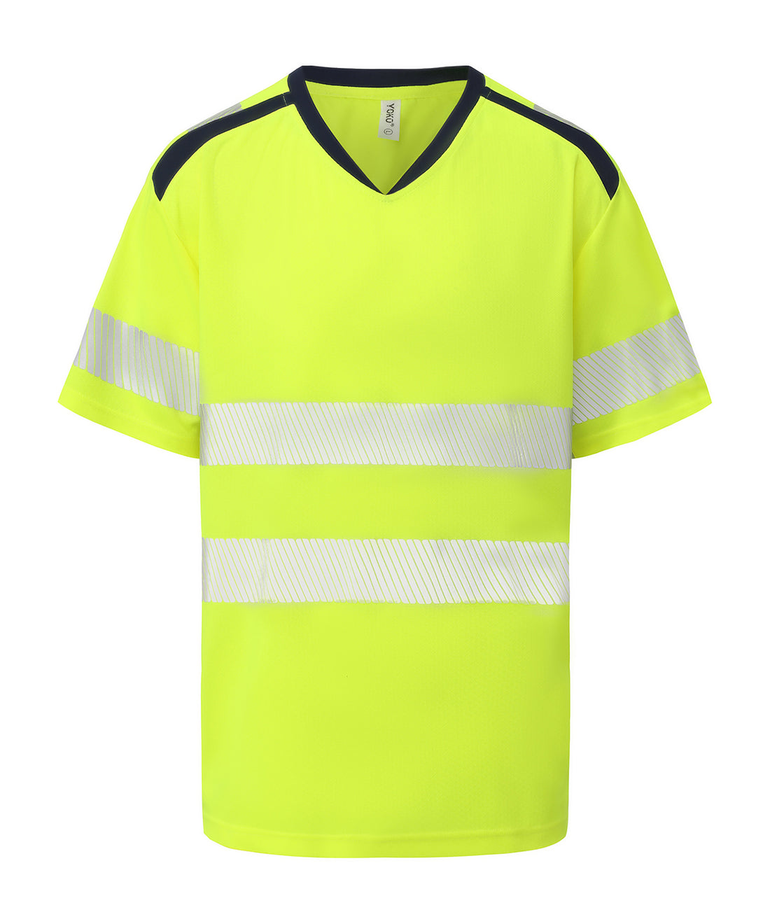 Hi-vis mandarin collar comfort trim t-shirt (HVJ430) - YK054 - Hi-vis Yellow - Customisable T-Shirts