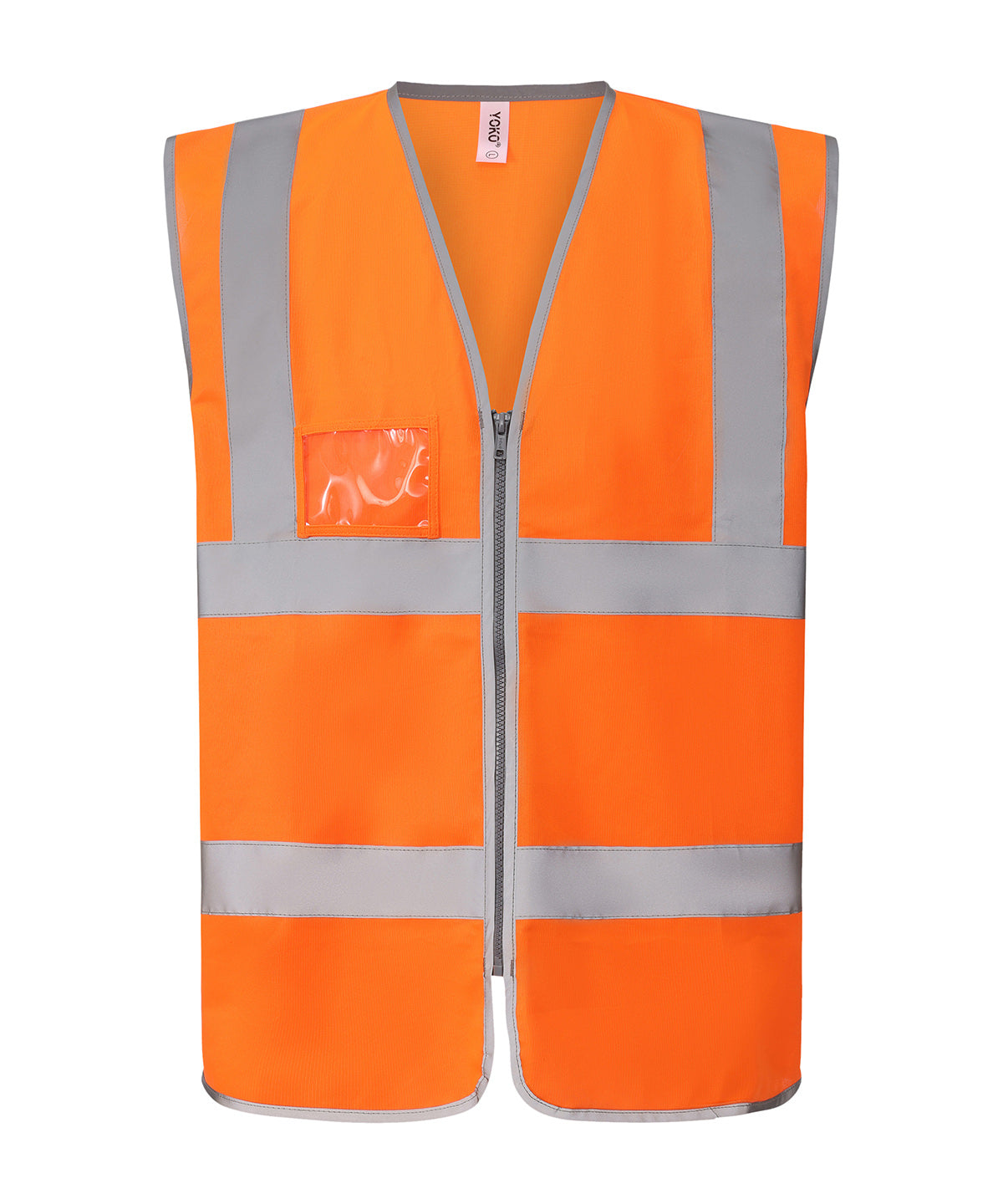 Hi-vis zip ID reflective border waistcoat (HVW103) - YK056 - Hi-vis Orange - Customisable Safety Vests