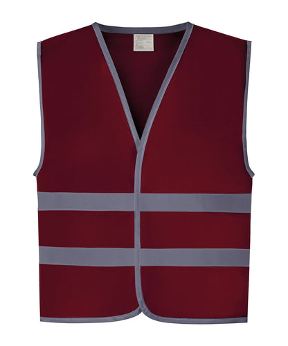 Yoko HV Reflective Border Kids Waistcoat Hvw102Ch YK102 - Maroon - Customisable Hi-Vis Vest