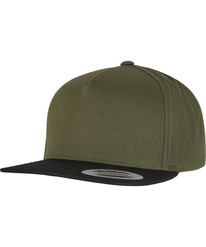 Flexfit By Yupoong Classic 5 Panel Snapback 6007 YP019 - Olive Black One Size - Customisable Caps