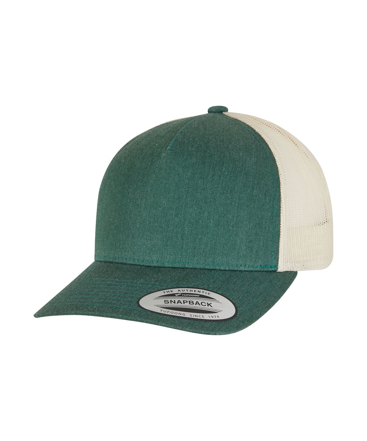 Flexfit By Yupoong 5 Panel Retro Trucker 2 Tone Cap 6506T YP125 - Green Beige One size - Customisable Caps
