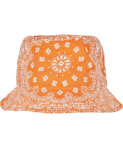 Flexfit By Yupoong Bandana Print Bucket Hat 5003Bp YP140 - Orange One size - Customisable Hats