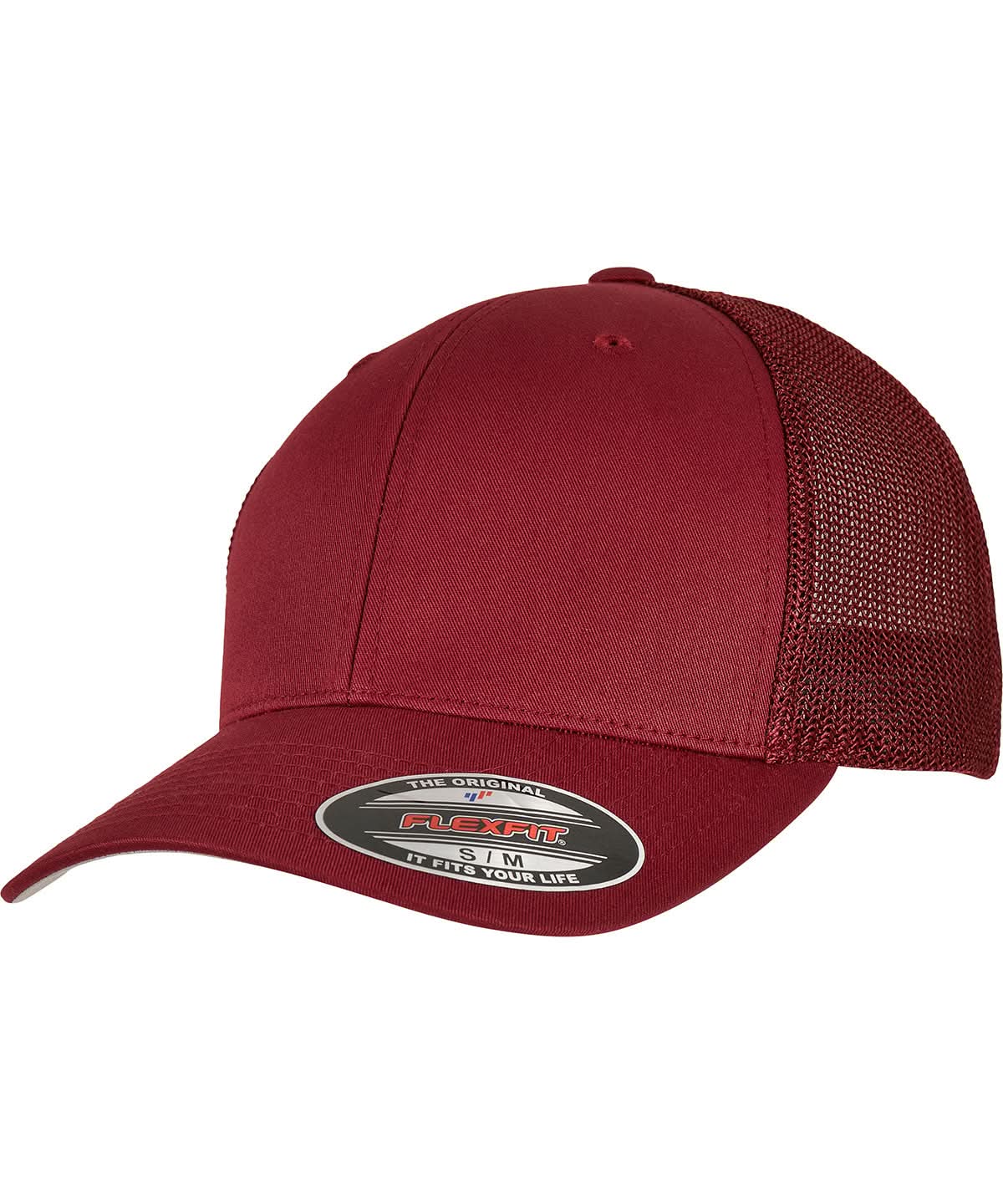 Flexfit By Yupoong Flexfit Mesh Trucker YP179 - Cranberry - Customisable Caps