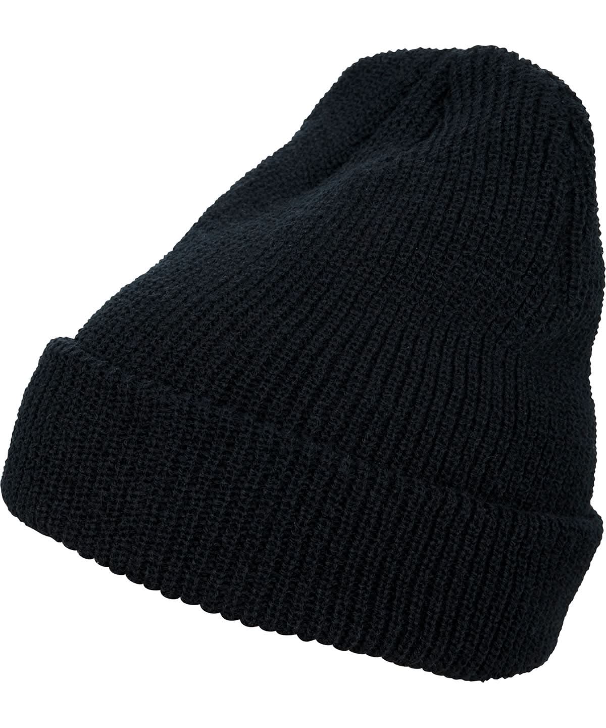 Flexfit By Yupoong Long Knit Beanie 1545K YP193 - Black One size - Customisable Beanies
