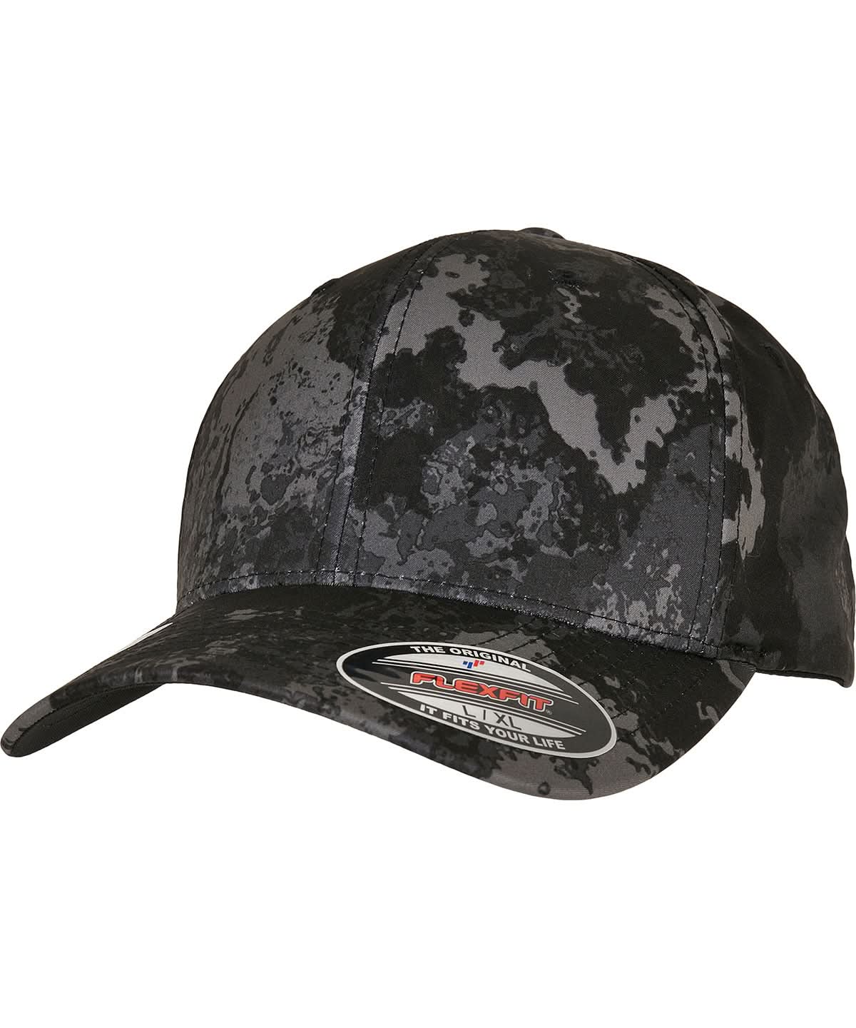Flexfit By Yupoong Flexfit Veil Camo Cap 6277Vc YP224 - Poseidon Black S M - Customisable Caps