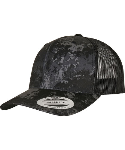 Flexfit By Yupoong Yp Classics Veil Camo Retro Trucker Cap 6606Vc YP239 - Poseidon Black One size - Customisable Caps
