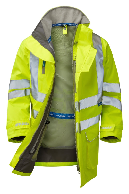 Mesh Lined Storm Coat Yellow Recycled Content - P421 - - Customisable Waterproof