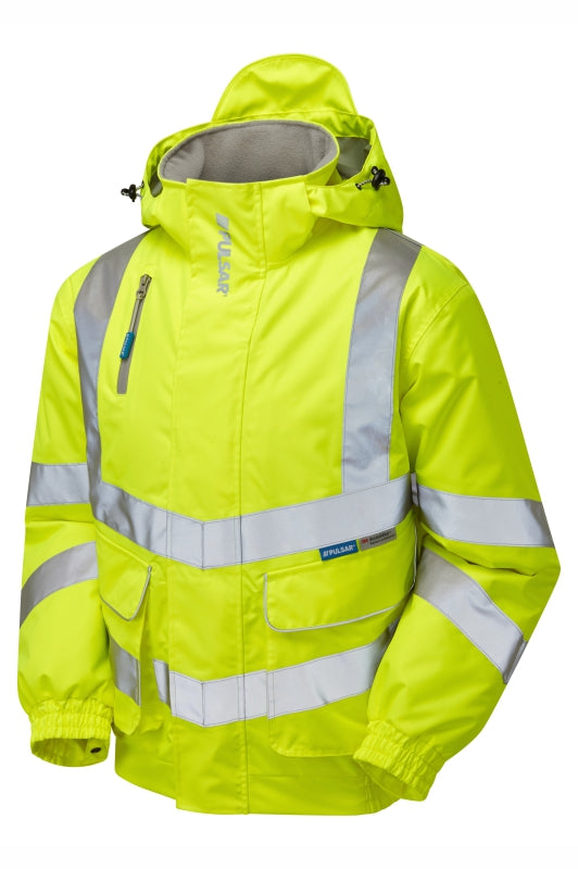 Padded Bomber Jacket Yellow Recycled Content - P191 - - Customisable Waterproof