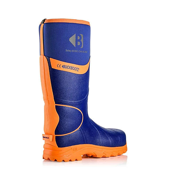 Buckbootz BBZ8000 S5 High Visibility Safety Wellington – Blue / Orange - - Customisable Wellingtons