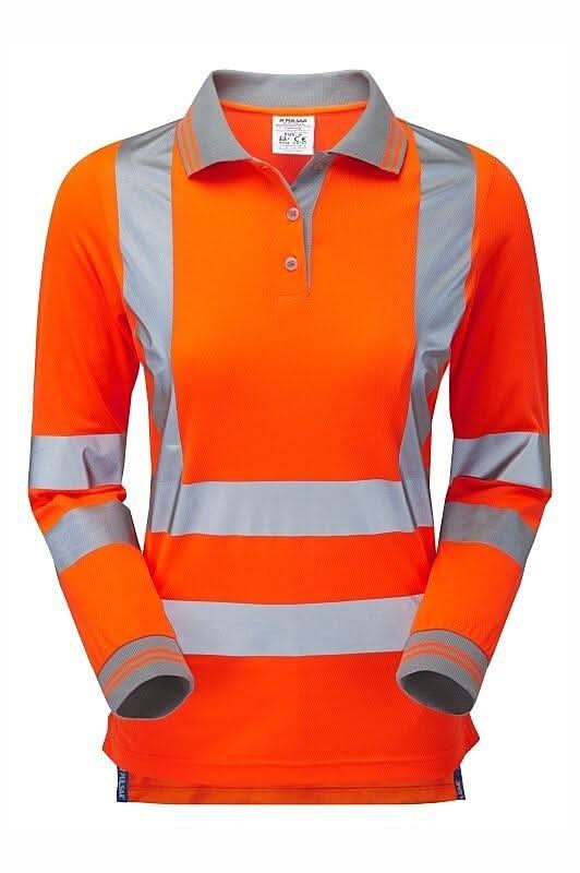 Ladies Hi Vis Orange LS Polo Shirt - PR703