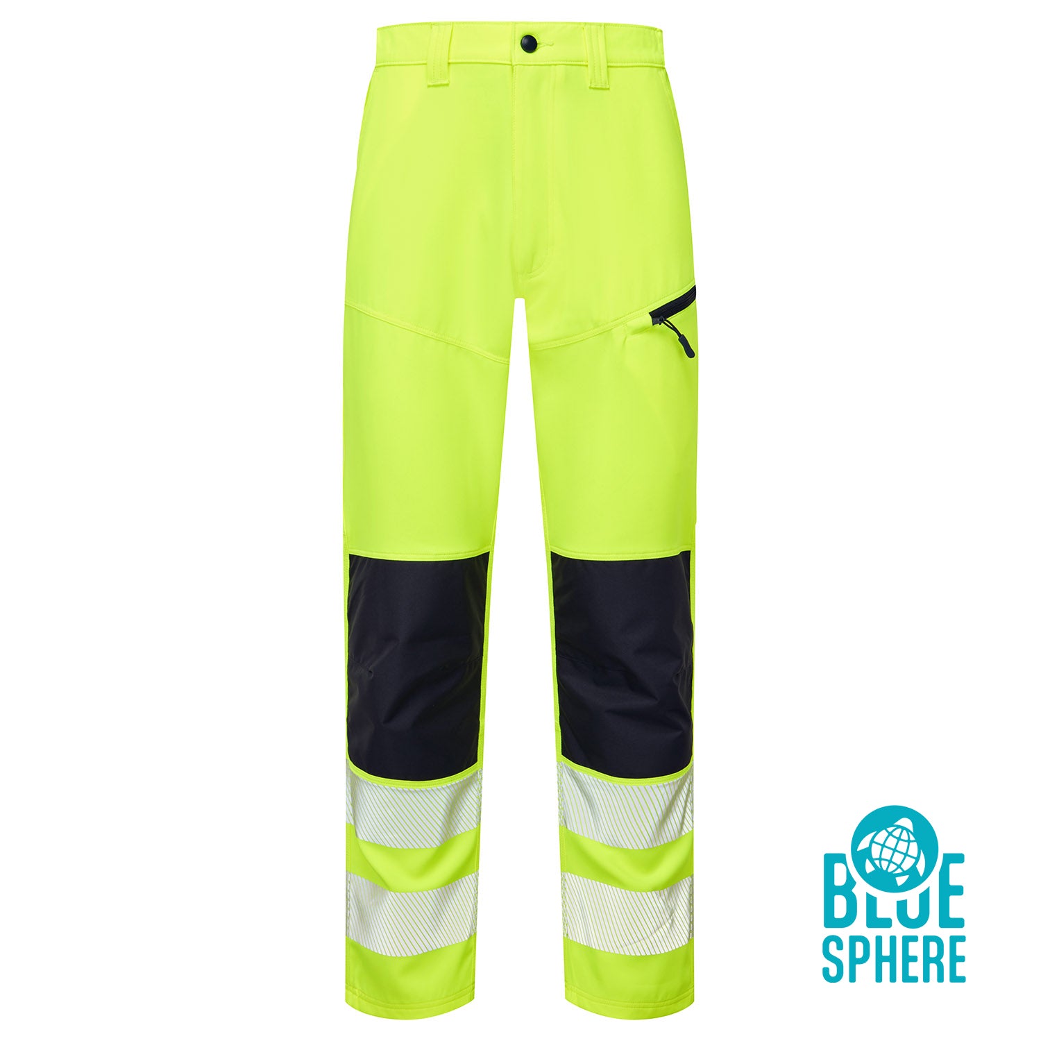 Essentials Hi Vis Eco Coolair 4-Way Stretch Yellow Trousers - ESS11 - Yellow - Customisable TROUSERS