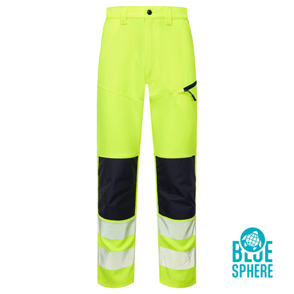 Essentials Hi Vis Eco Coolair 4-Way Stretch Yellow Trousers - ESS11 - Yellow - Customisable TROUSERS