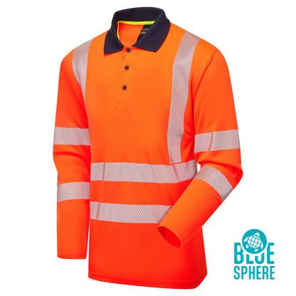 Essentials Hi-Vis Eco CoolMax Orange Long Sleeve Polo - ESS08 - - Customisable SHIRTS