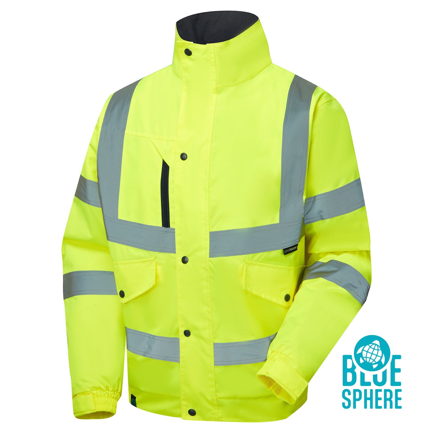 Supertouch Eco Hi Vis Yellow Bomber Jacket - EHV01 - Yellow - Customisable Jacket