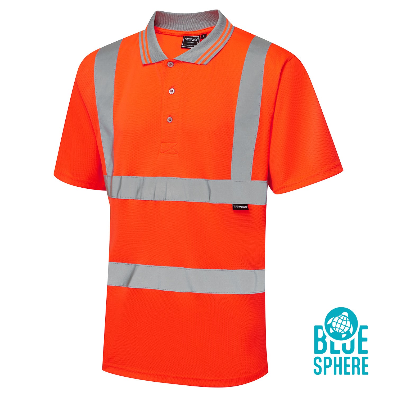 Supertouch Eco Hi Vis Orange Birdeye Polo Shirt - EHV04 - - Customisable Shirt