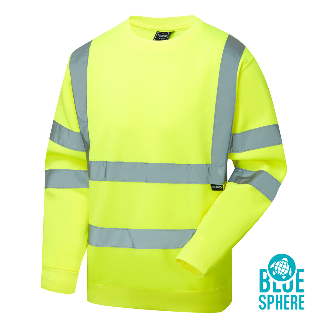 Supertouch Eco Hi Vis Yellow Sweatshirt - EHV09 - Yellow - Customisable SHIRT
