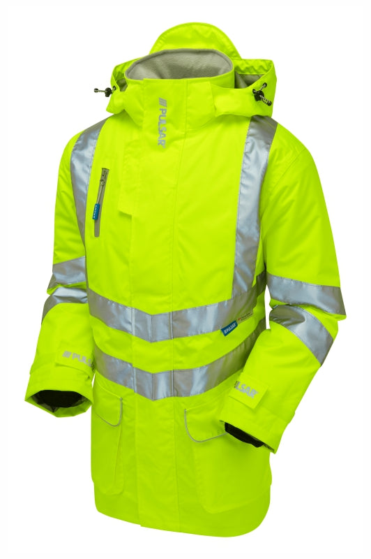 Padded Storm Coat Yellow Recycled Content - P187 - - Customisable Waterproof