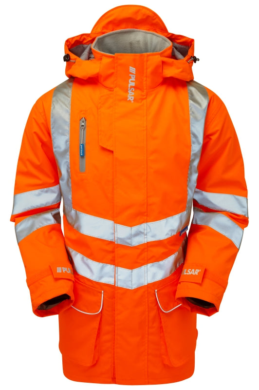 Mesh Lined Storm Coat Orange Recycled Content - PR499 - - Customisable Waterproof