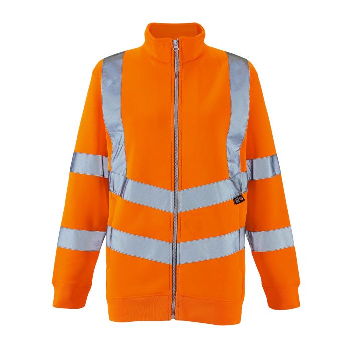 Ladies Hi Vis Orange Eshaal Zipped Sweatshirt - HV315 - - Customisable Top