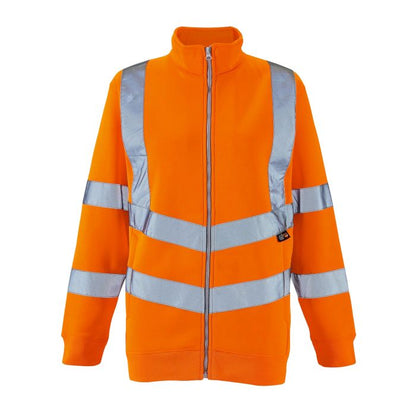 Ladies Hi Vis Orange Eshaal Zipped Sweatshirt - HV315 - - Customisable Top