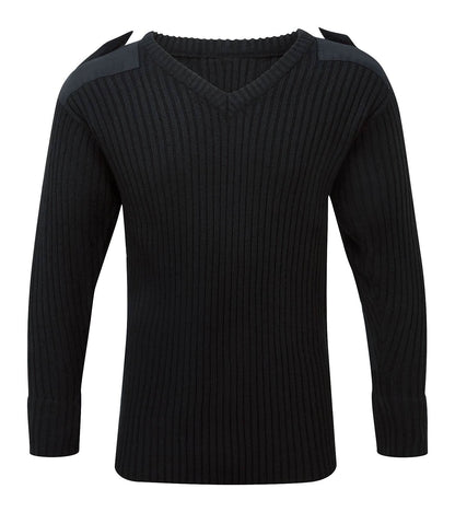 Fort V Neck Combat Jumper 120 V - Black - Customisable