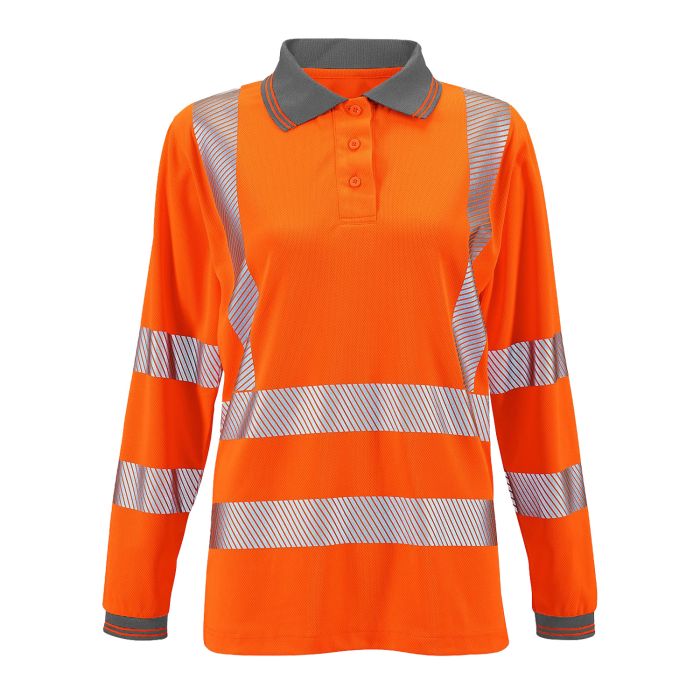 Ladies Hi Vis Orange Jaya Birds Eye Polo - HV307 - Orange - Customisable Shirt