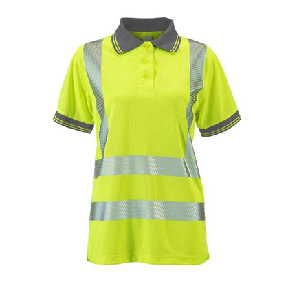 Ladies Hi Vis Yellow Savannah Birds Eye Polo - HV308 - Yellow - Customisable Shirt