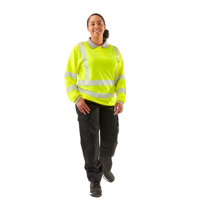 Ladies Hi Vis Yellow Jaya Birds Eye Polo - HV306 - - Customisable Shirt