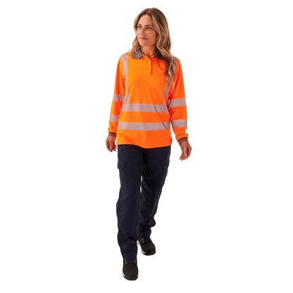 Ladies Hi Vis Orange Jaya Birds Eye Polo - HV307 - - Customisable Shirt