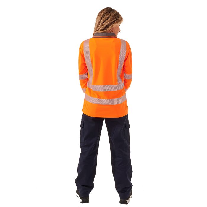 Ladies Hi Vis Orange Jaya Birds Eye Polo - HV307 - - Customisable Shirt