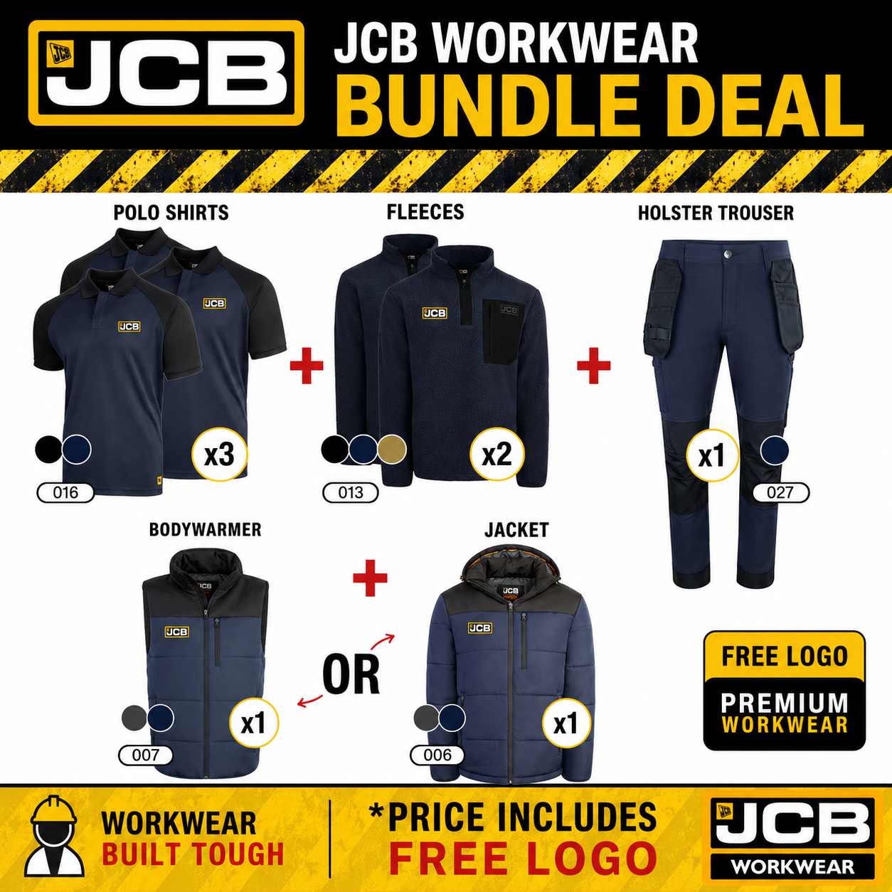 JCB Workwear Bundle - Free Logos - - Customisable Bundle