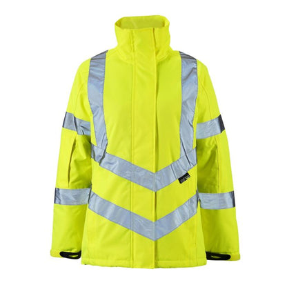 Ladies Hi Vis Yellow Kamela Padded Jacket - HV300 - Yellow - Customisable Jacket