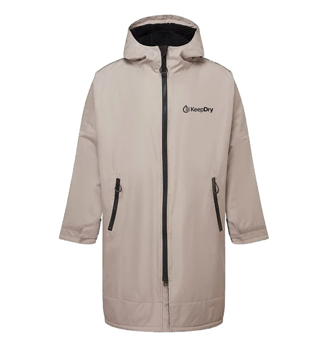 KeepDry All Weather Dry Robe Adults - Stone Black - Customisable Jacket