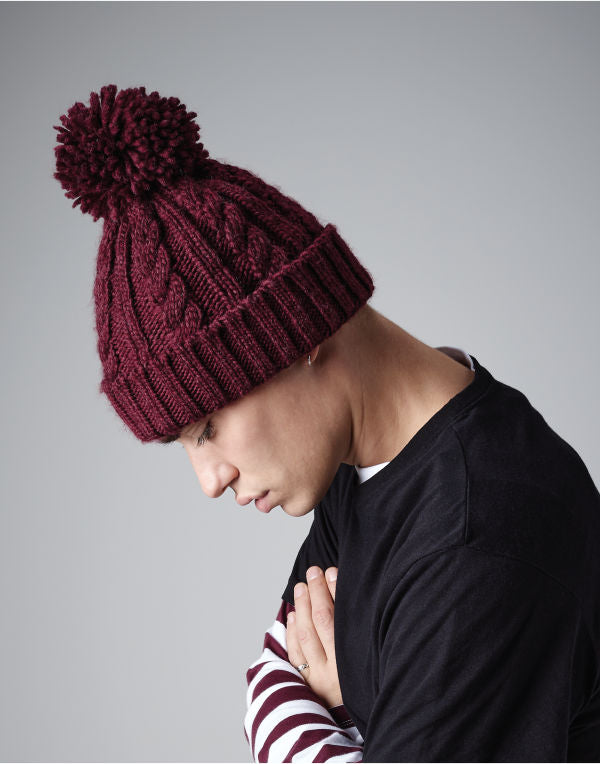 Beechfield Cable Knit Melange Beanie B480 - - Customisable Beanies