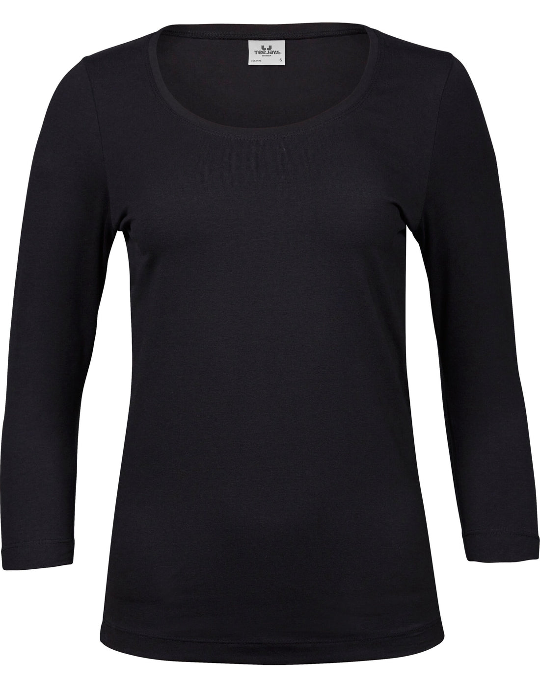 Tee Jays Ladies 3/4 Sleeve Stretch Tee TJ460 - Black - Customisable T-Shirt