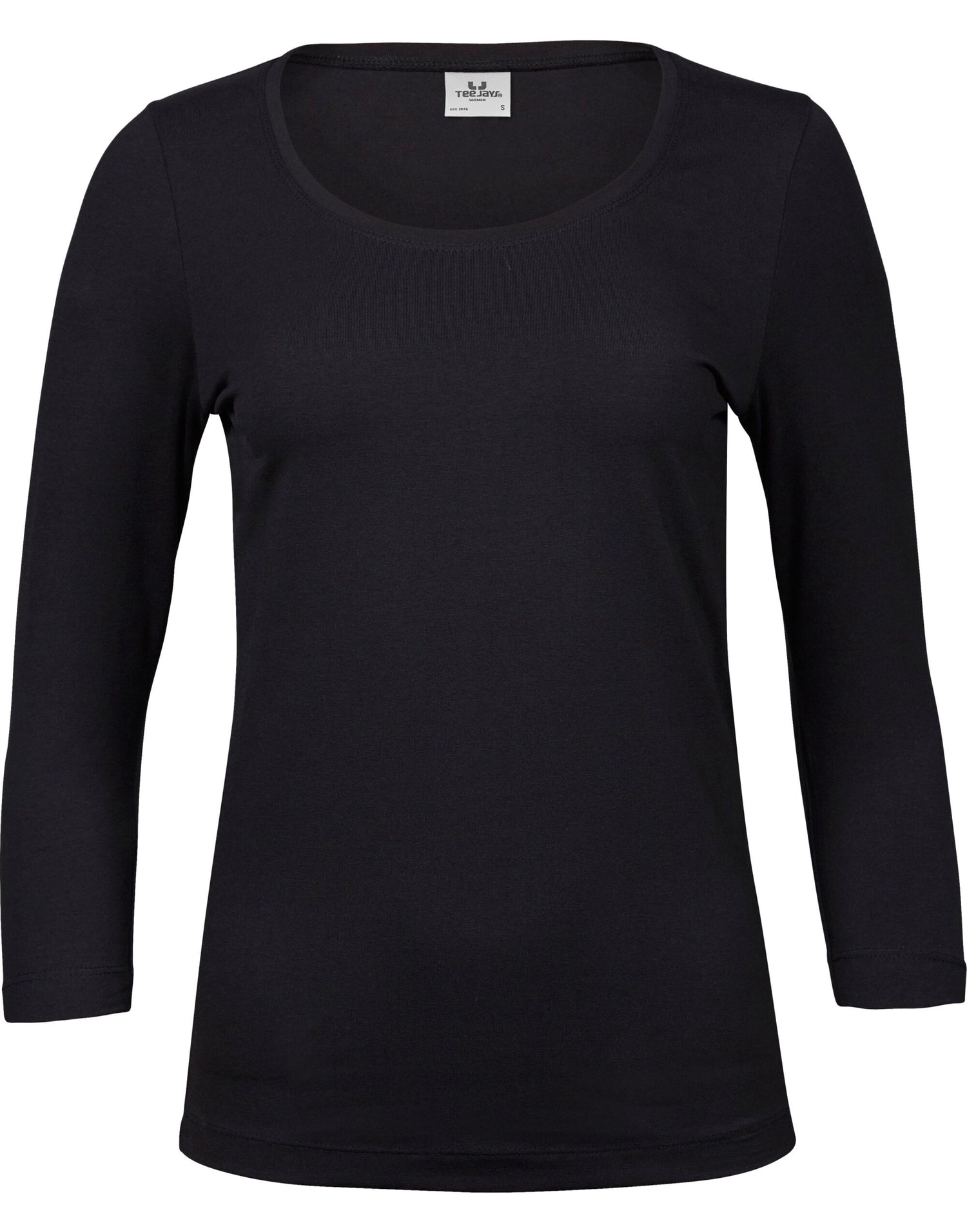 Tee Jays Ladies 3/4 Sleeve Stretch Tee TJ460 - Black - Customisable T-Shirt