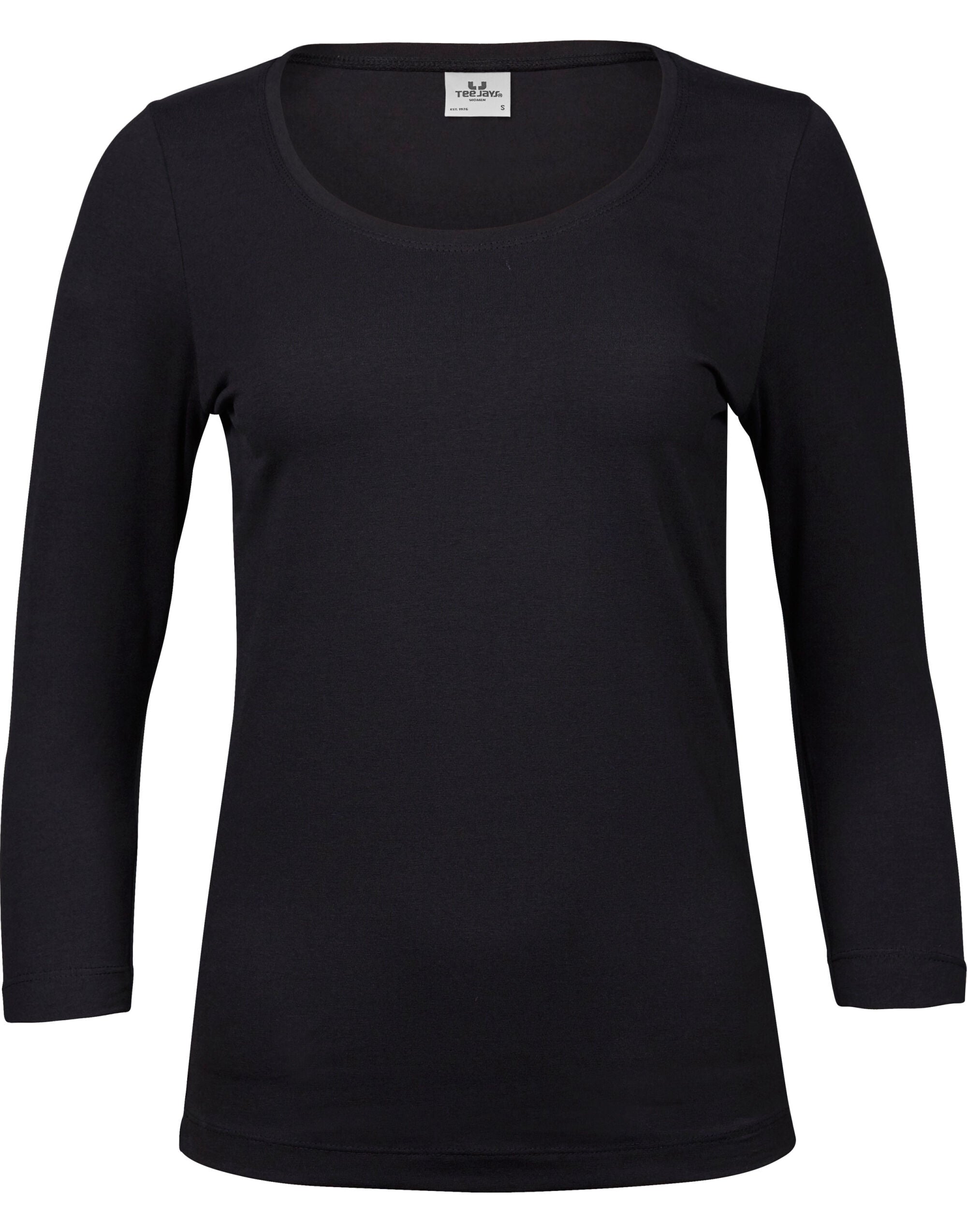 Tee Jays Ladies 3/4 Sleeve Stretch Tee TJ460 - Black - Customisable T-Shirt