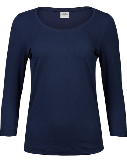 Tee Jays Ladies 3/4 Sleeve Stretch Tee TJ460 - Navy - Customisable T-Shirt