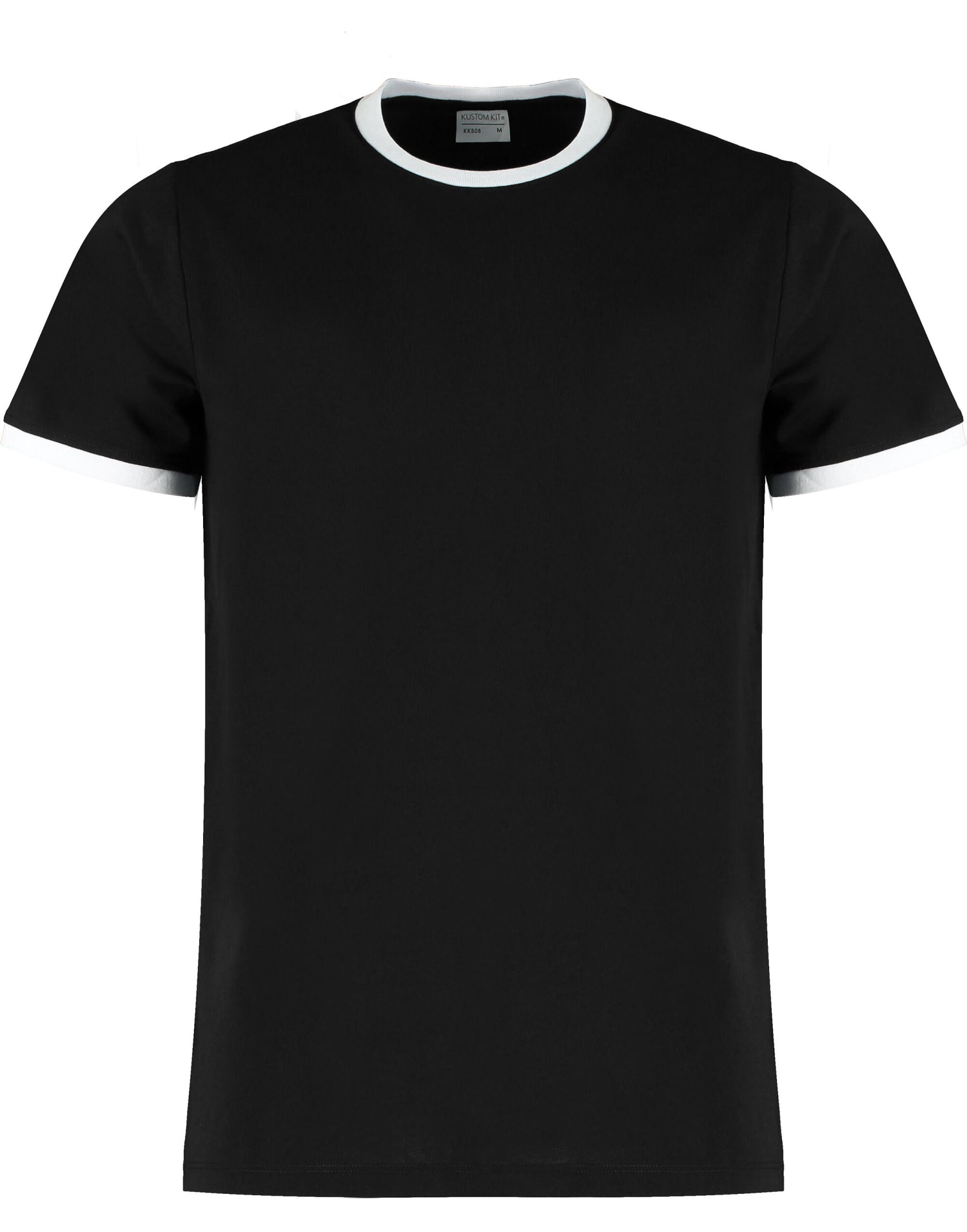 Kustom Kit Mens Fashion Fit Ringer Tee KK508 - Black White - Customisable T-Shirt
