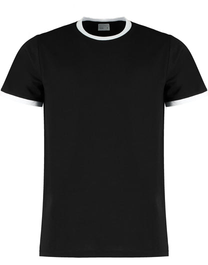 Kustom Kit Mens Fashion Fit Ringer Tee KK508 - Black White - Customisable T-Shirt