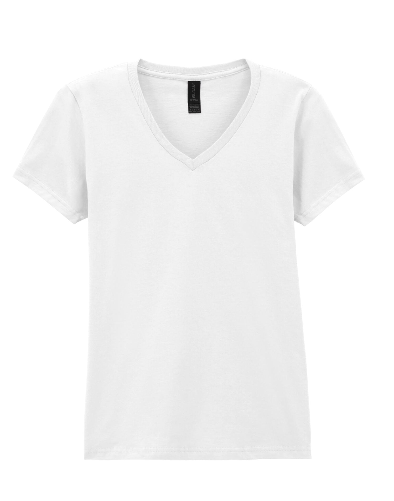 Gildan Softstyle Ladies V-Neck T-Shirt 64v00l - White - Customisable T-Shirt