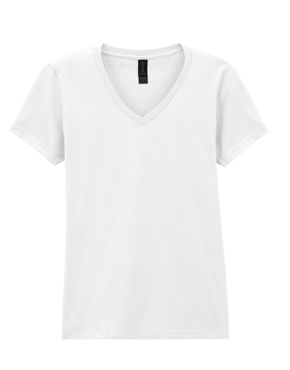 Gildan Softstyle Ladies V-Neck T-Shirt 64v00l - White - Customisable T-Shirt